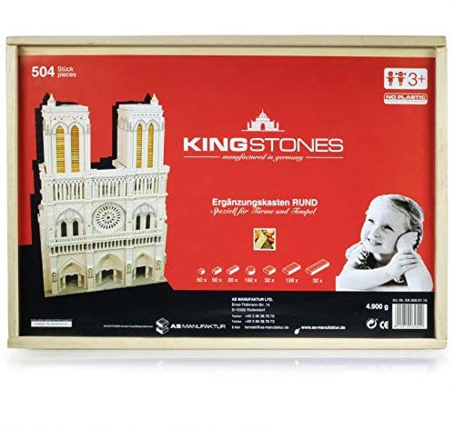 KINGSTONES Ergänzungskasten, rund - Steinbaukasten aus Marmormehl ca 504 Teile Stein-Konstruktionsset