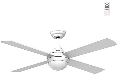 wonderlamp Ventilador de techo con luz LED Classic II Blanco. 4 Palas de madera contrachapada (Plywood). 6 velocidades. Función verano-invierno. LED Integrado. Ø 123 cm.