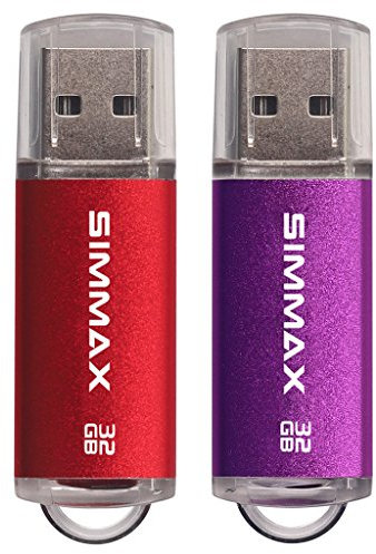 Pendrive 2 pezzi 32GB Chiavetta USB 2.0 Unità Memoria Flash di SIMMAX (32GB Rosso Viola)