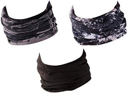 Hilltop 3er Set Motorrad Multifunktionstuch, Schlauchtuch, Halstuch, Sporttuch in den neuesten Designs, 3er Set/Farben:Dark Knight