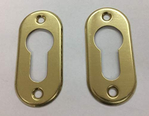 BORCHIA OVALE PER CILINDRI A PROFILO EUROPEO. COLORE OTTONE LUCIDO VERNICIATO PER CILINDRO EUROPEO FORO YALE.AGB C00640.MISURE mm.60x28mm.PEZZI 2