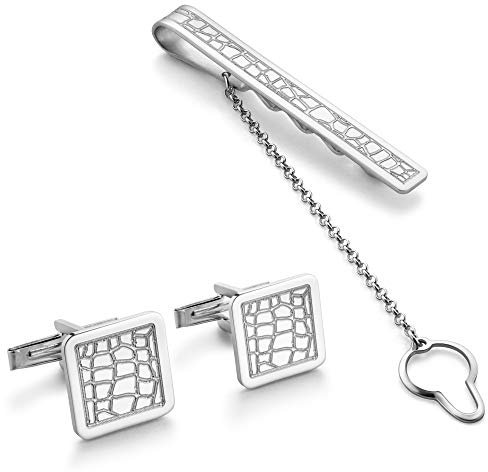 Ensemble Bijoux Pour Homme Avec Boutons De Manchette Et Pince À Cravate En Argent