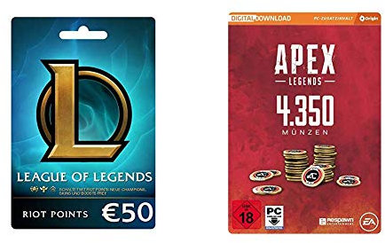 League of Legends ‚Ǩ50 Prepaid Gift Card (7200 Riot Points) & APEX Legends - 4.350 Coins | PC Download - Origin Code