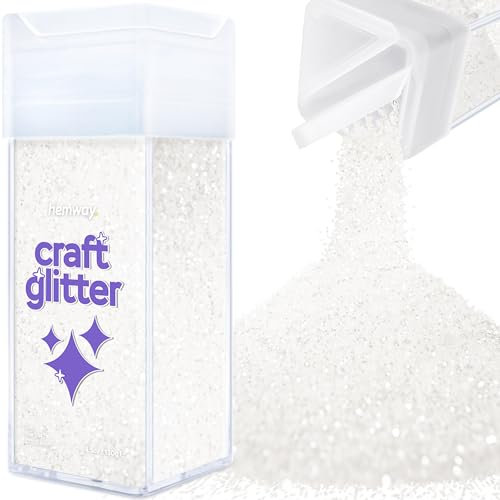 Hemway Premium Craft Glitter Shaker - White Iridescent | 130g Fine Metallic Flake Sequins for Resin & Epoxy Crafts | Craft Supplies for Festival, Tumblers, Body, Face, Eye & Nail Art