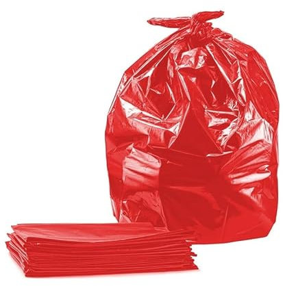 Tezraftaar® 50 x Bin liner Bags 18 x 29 x 39 160 Gauge 90ltr Red Heavy Duty Refuse Sacks Bin Waste Bag for House Hold Kitchen Garbage