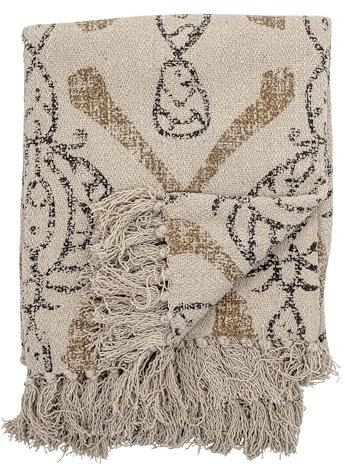 Bloomingville Hochwertige Tagesdecke 160x130 cm – Vielseitige Kuscheldecke aus recycelter Baumwolle, ideal als Sofadecke, kuschelig weich und pflegeleicht (Muster)