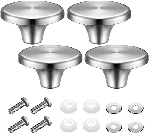 4 Sets Dutch Oven Knob Stainless Steel Replacement Knob Pot Lid Handle Compatible with Le Creuset, Aldi, Lodge and Other Enameled Cast-Iron Dutch Oven (Silver)