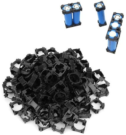 100Pcs 18650 Li-ion Battery Holder Stand, Plastic Battery Holder Bracket, Cylindrical Battery Pack Bracket Stand for DIY Battery Pack, 18.4mm / 0.7inch, Black