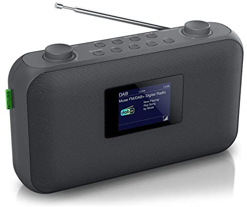 Muse Radio, Dab + FM PLL, écran LCD TFT, Horloge MUSE - (M-118 DB), Double Alarme, répétition, Mode Veille s, Fonction diaporama, Gris foncé