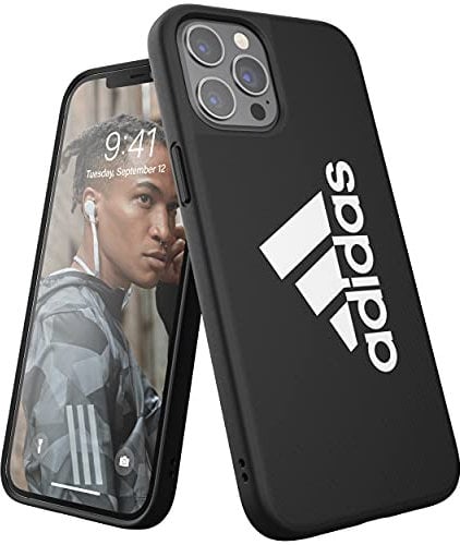 adidas Hülle Entwickelt für iPhone 12 Pro Max 6.7, Sports Iconic, Fallgeprüfte Hüllen, stoßfeste erhöhte Kanten, Sport Schutzhülle, Schwarz
