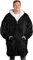 Blanket Hoodie, Oversized Hoodie Blanket, Sherpa & Fleece Wearable Blanket Hoodies for Women & Men, Comfy & Fluffy Hooded Blanket, Black Hoodie, The Big Softy® (Black)