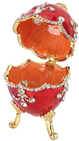 Garosa Ei Schmuckschatulle, 2 x 3,7 Zoll glänzenden Diamanten Osterei Metall Handwerk Home Desktop Decor Schmuckschatulle Geschenke