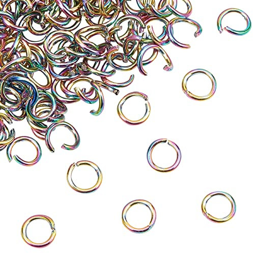 UNICRAFTALE Über 100pcs Regenbogen Sprungring 5mm Offene Sprungringe Edelstahl Springring Schmuckherstellung Zubehör 3.4mm Innendurchmesser