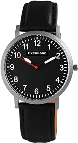 Excellanc Herren-Uhr Kunstleder Armband Dornschließe Analog Quarz 2900210