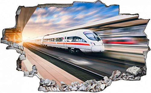 3D Wandtattoo Abfahrtsgleis des Zugs fotografieren Bild selbstklebend Wandbild sticker Wohnzimmer Wand Aufkleber, Wandbild Größe 50x70cm