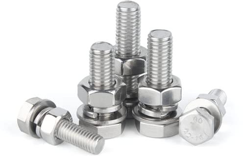 Jeu de boulons hexagonaux en acier inoxydable 304, vis allongée + rondelle plate + rondelle élastique + écrou, diamètre de filetage M10, longueur de vis 70-200mm,M10 * 110 mm * 2 pièces