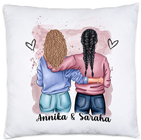 Kiddle-Design Beste Freundin Kissen inkl. Füllung Personalisiert Name Geburtstag Best Friends Freundinnen-Geschenk Freundschaft gestalten