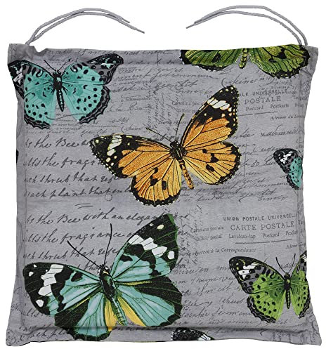 KETTtex 2467 Sitzkissen Hocker Bali weiß Schmetterlinge 50x48x6 cm