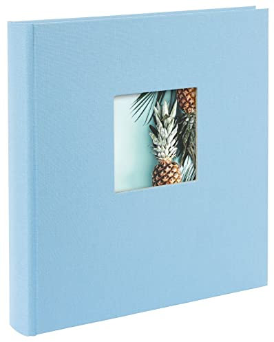goldbuch 27 949 Bella Vista Fotoalbum mit Bildausschnitt Himmelblau, Erinnerungsalbum im Format 30 x 31 cm, Foto Album 60 schwarze Seiten mit Pergamin-Trennblättern, Fotobuch mit Leineneinband, Blau