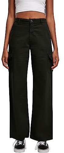 Urban Classics Damen Ladies High Waist Straight Cargo Pants, Schwarz, 28 EU
