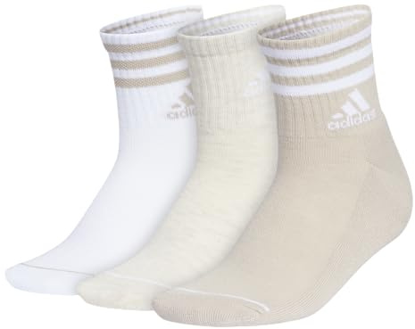 adidas Womens 3-Stripe High Quarter Socks (3-Pair) with arch compression for a secure fit