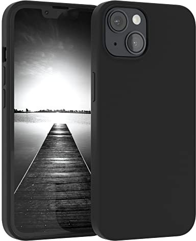 EAZY CASE Premium Silikon Handyhülle kompatibel mit iPhone 14, Slimcover mit Kameraschutz und Innenfutter, Silikonhülle, Schutzhülle, Bumper, Handy Case, Hülle, Softcase, Schwarz