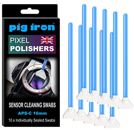 Pig Iron PIPP16 Pixel-Poliermaschine Pro Sensor Reinigungstupfer für spiegellose APS-C und DSLR-Kameras. 10 Stück 16 mm Tupfer