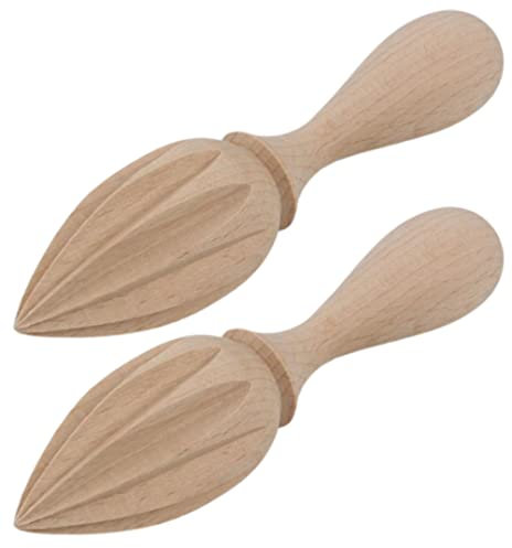 teemando® 2 X Zitronenpresse aus Holz, spitz, 15 cm, Saftpresse für Zitrusfrüchte