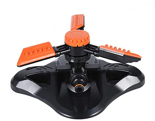 LINZI Garden Water Sprinkler Automatic Lawn Sprinkler 360 Degree Rotating Durable 3 Arms Adjustable Nozzles Sprinkler System for Grass Plants Flowers Veggies Watering