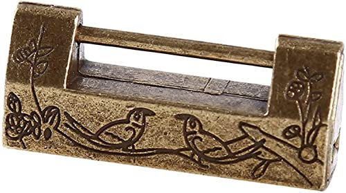 Key Vintage Antique Iron Chinese Old Lock Retro Brass Padlock Jewelry Wooden Box Padlock Lock for Suitcase BronzeDurable and Fashion