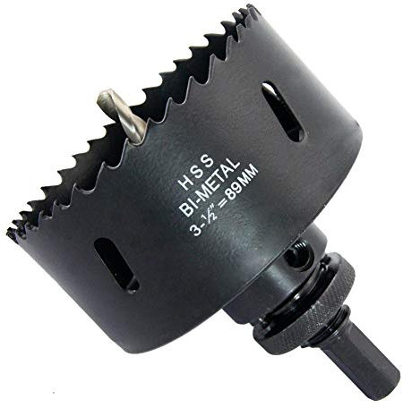 Scie cloche 89mm,LAIWEI Scie cloche avec arbor A2 Heavy Duty, 4341 Foret central, Profondeur de coupe 38mm pour percer des trous dans le bois, les profilés en aluminium, le PVC et les tuyaux en métal
