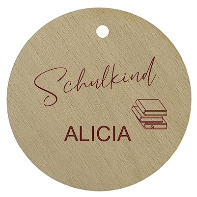 minimutz Personalisierter Schultütenanhänger Holz | Geschenkanhänger als Füllung Schulkind Buch 10x10 cm
