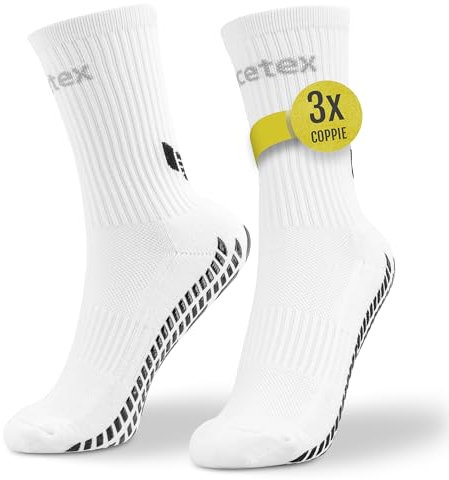 Racetex Football Socks weiß [3er-PACK] - Atmungsaktive Grip Socken Fussball - Fußball Socken Männer und Damen - Rutschfeste und schweißabweisend Fußballsocken Herren für einen optimalen Komfort