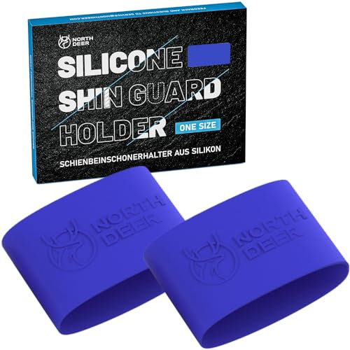 Northdeer Kinder Schienbeinschonerhalter - Stutzenhalter aus Silikon für Fussball - rutschfest & Widerstandfähig (Blau)