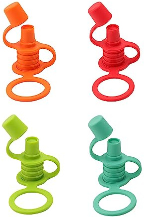 vsilay 4Pieces Water Bottle Cap SplashProofs Spout Adapter Replacement Universal Silicone Bottle Tops Adapter NoSpill Adapter