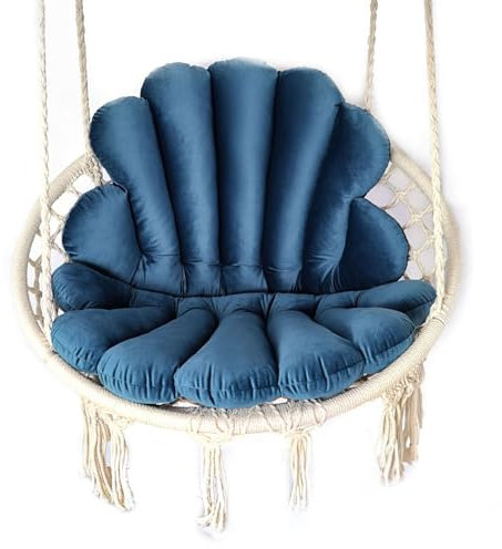 Love Gifts® Hängesessel ohne Gestell | Hängesessel Indoor mit Zwei Kissen optimal für den für Innenbereich wie Wohnzimmer & Kinderzimmer geeignet | Dunkelblau