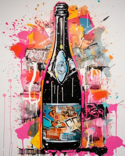 Tucocoo Graffiti Weinflasche Ölmalmalmale nach Zahlen Kits 40x50cm Leinwand Banksy Street Graffiti Splatter DIY Ölmalerei für Kinder Erwachsene Anfänger mit Pinsel Acrylpigment (ohne Rahmen)