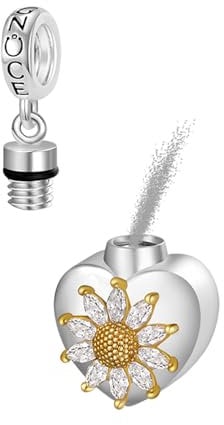 GNOCE Forever In My Heart Heart Memorial Urn Ashes Pendant Dangle Charm Souvenir Pendant Commemorative Gift Charm Suitable for Bracelet/Necklace