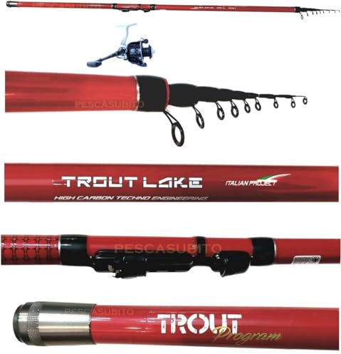 Kit Tremarella Trota Lago Canna 3-8Gr + Mulinello con Filo Pesca Recupero Carbonio Trote