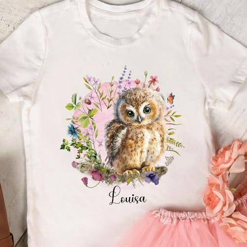ilka parey wandtattoo-welt Bügelbilder Eule Blumenkranz in A5 A4 Bogen Wunschname Name Applikation Kissen Shirt Bügelbild Bügelmotiv Patch auch dunkle Textilien bb271 - ausgewählte Größe: *A4*, weiß