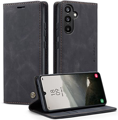 Cracedily Coque pour Samsung Galaxy A34 5G Case, Etui Protection Housse Premium en Cuir PU,Etui à Rabat Pochette de Portefeuille Étui pour Samsung Galaxy A34 5G - Noir