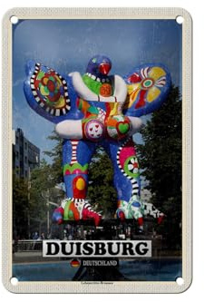 Femer Blechschild Städte Duisburg Lebensretter-Brunnen Deko 12x18cm Schild