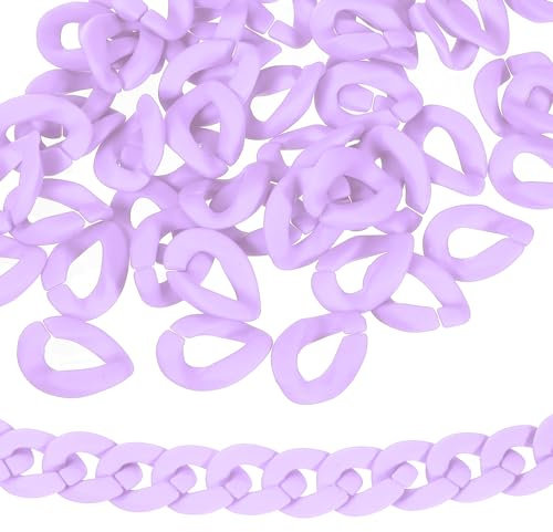 sourcing map 50Pcs Acrylic Linking Chain Rings, 23mm Plastic Quick Link C-Clips Hooks Connectors for Purse Bag Chain, DIY Craft Jewelry Making, Light Purple