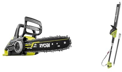 Ryobi OCS1830 18 V 30 cm Bar ONE+ Cordless Brushless Chain Saw & ONE+ 18V OPT1845 Cordless Pole Hedge Trimmer, 45cm Blade (Body Only)