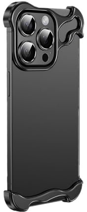 SONIGRA Ultra-Thin Frameless Case for iPhone 12 Pro, Minimalist Metal Corner Case with Shockproof Corner, Built-in Camera Protector, Wireless Charging Compatible - Black