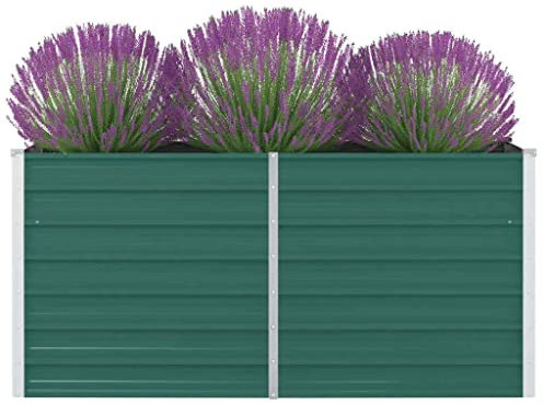 KOIECETA Hochbeet Pflanzkübel Blumenkasten Garten Pflanzkasten Terrassen Gemüsebeet Gartenbeet Pflanzbeet 160 x 80 x 77 cm Verzinkter Stahl Grün