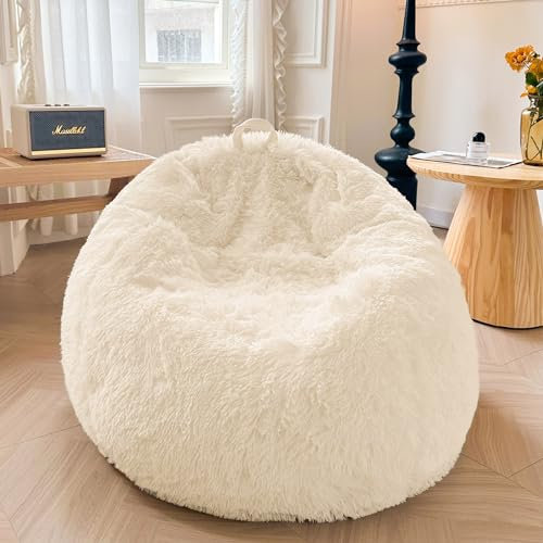XeGe Fodera per poltrona sacco a sacco con peluche (senza imbottitura), in pelliccia sintetica, lavabile, ultra morbida, per giocattoli di peluche o tessuti, grande, per adulti, bambini e ragazzi,