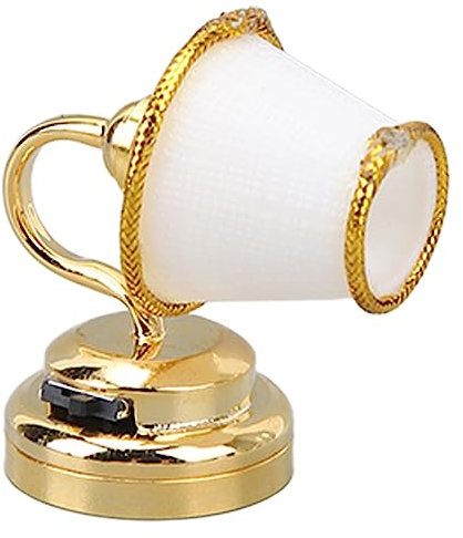 Miniatur-Wandlampe aus Metall für Puppenhaus, Mini-LED, warm, Wandleuchte, für Puppenhaus-Dekoration, 1/12