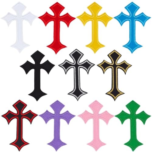 craspire 22 Stück Kreuz-Patches Zum Aufbügeln Mehrfarbig Selbstklebend Bestickte Patches Vintage Bunt Zum Aufnähen Nähen Basteln Dekoration Applikation Verzierung Für Kleidung DIY Jacken Jeans Hüte