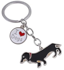 BT Bear Hunde-Schlüsselanhänger – niedlicher Metall-Schlüsselanhänger für Taschen, Dackel, Silber